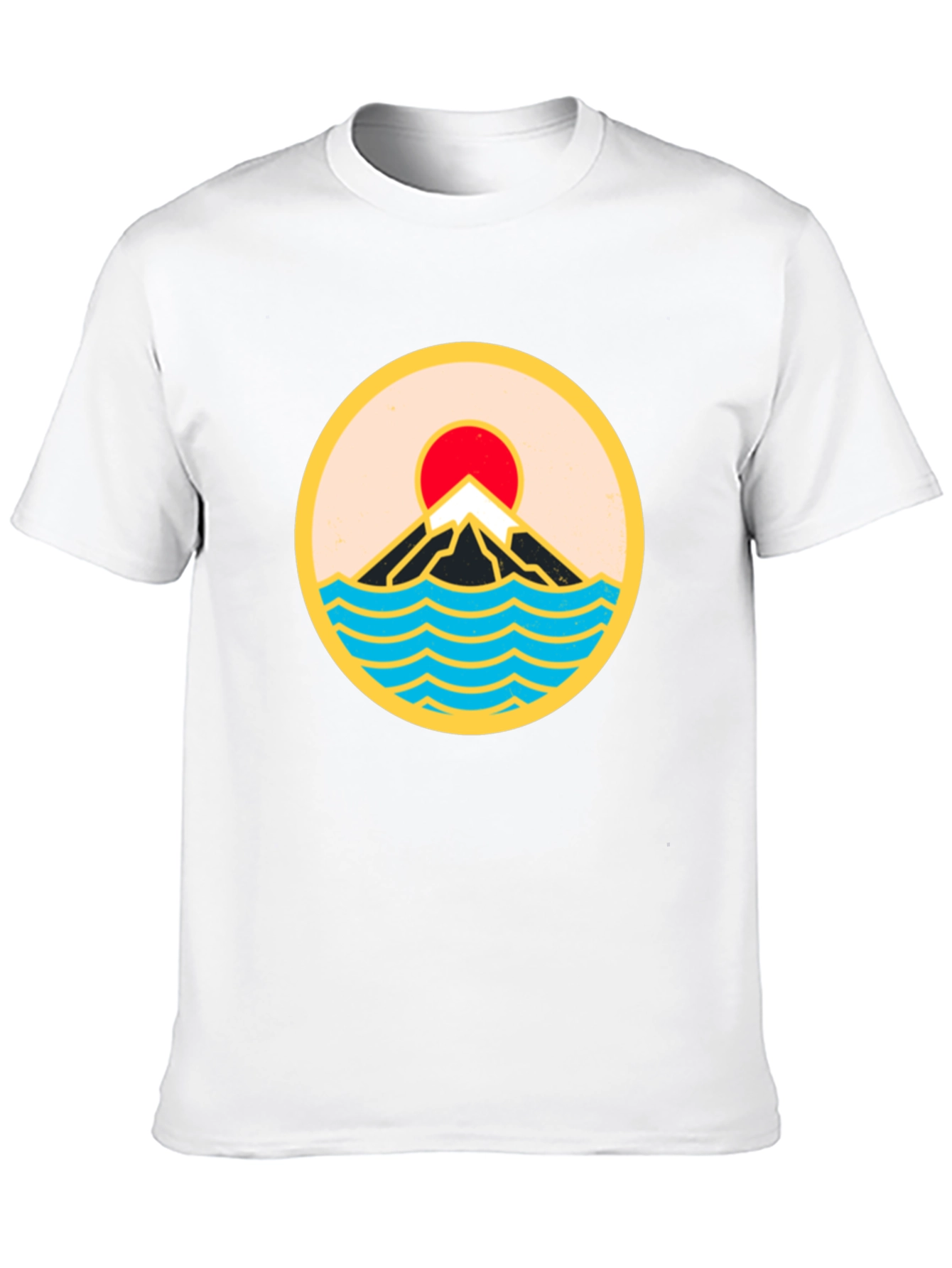 Mountain & Waves Graphic Tee - Retro Style