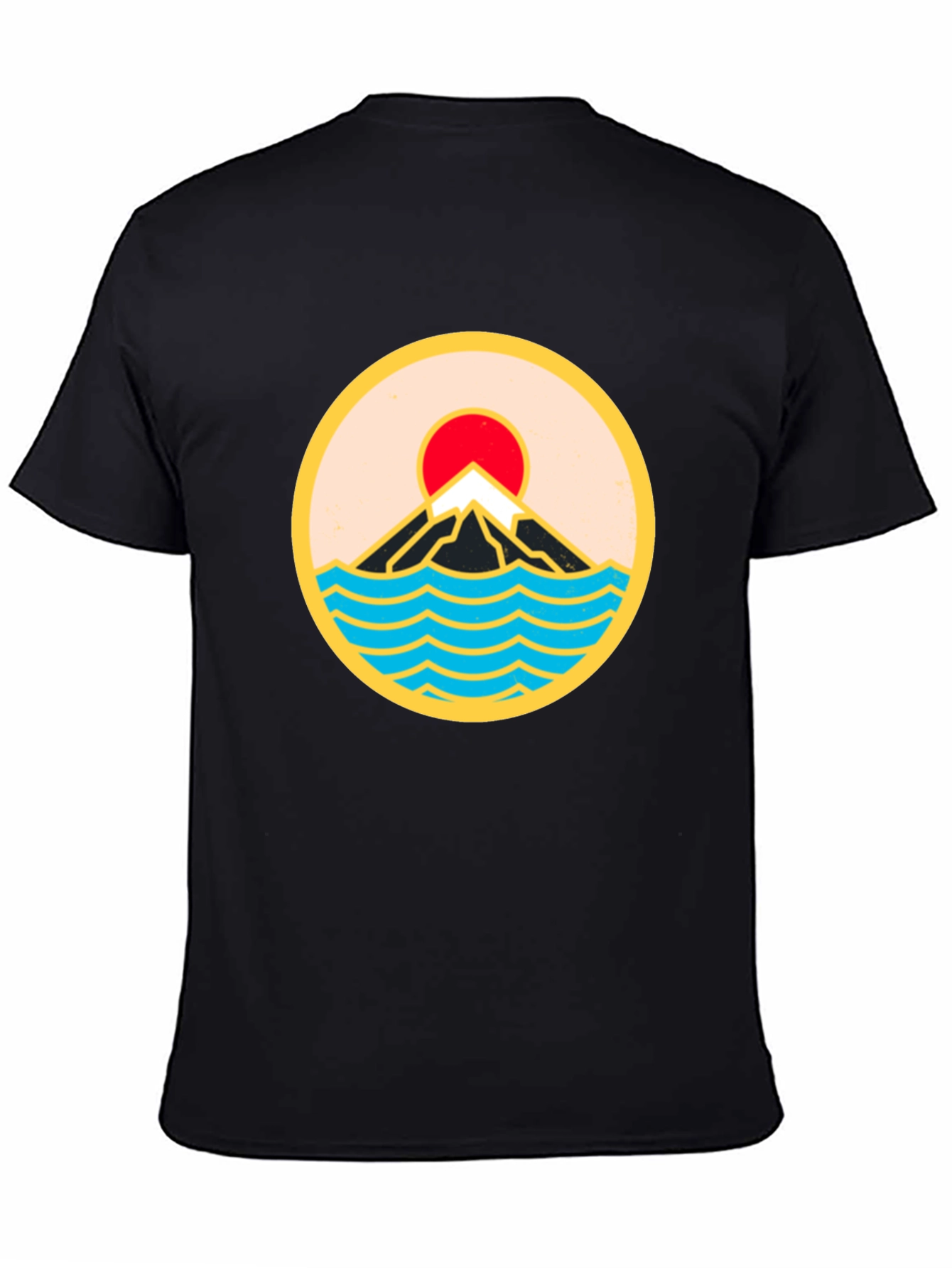 Mountain & Waves Graphic Tee - Retro Style