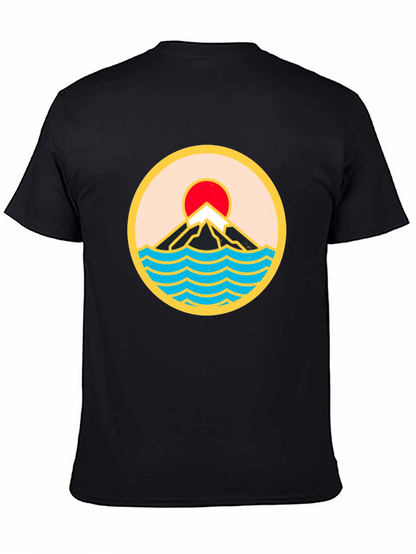 Mountain & Waves Graphic Tee - Retro Style