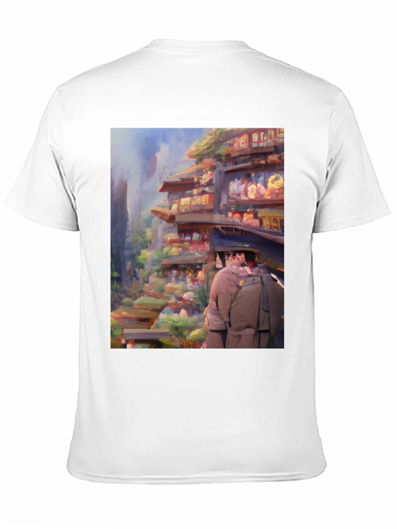 Artistic Landscape Print Black Tee