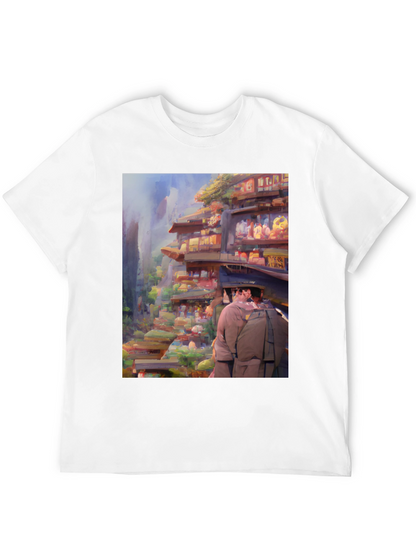 Artistic Landscape Print Black Tee
