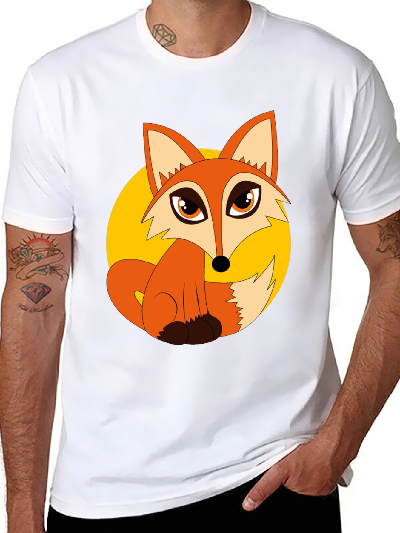 Cartoon Fox Graphic T-Shirt