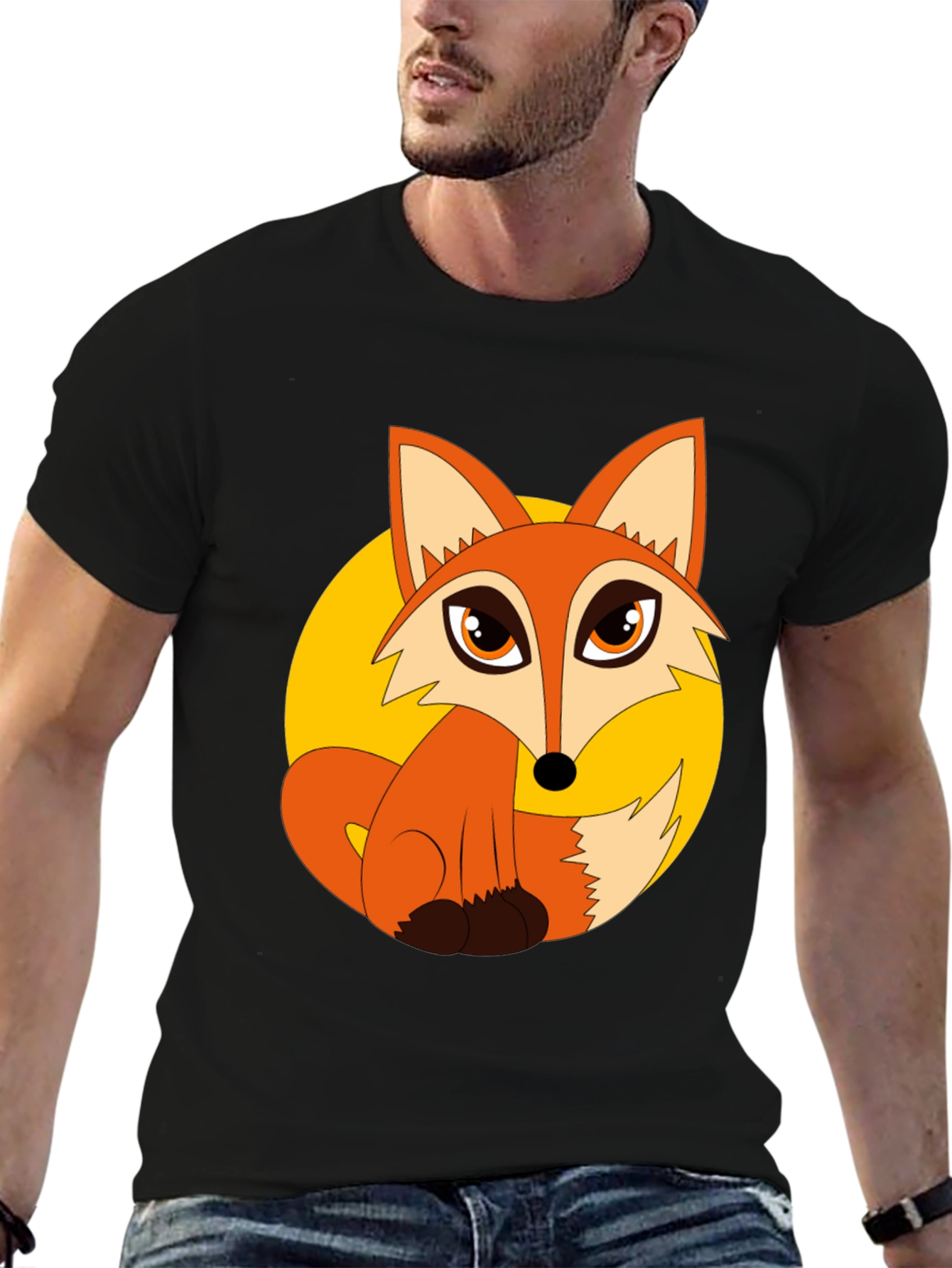 Cartoon Fox Graphic T-Shirt