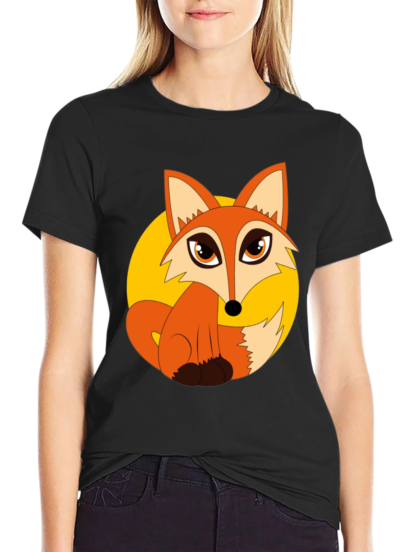 Cartoon Fox Graphic T-Shirt