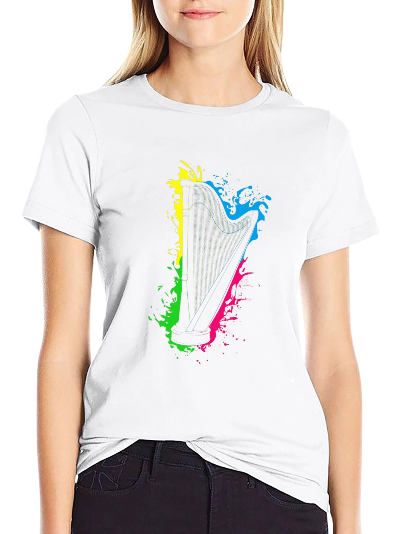 Harp Splash Graphic Black T-Shirt