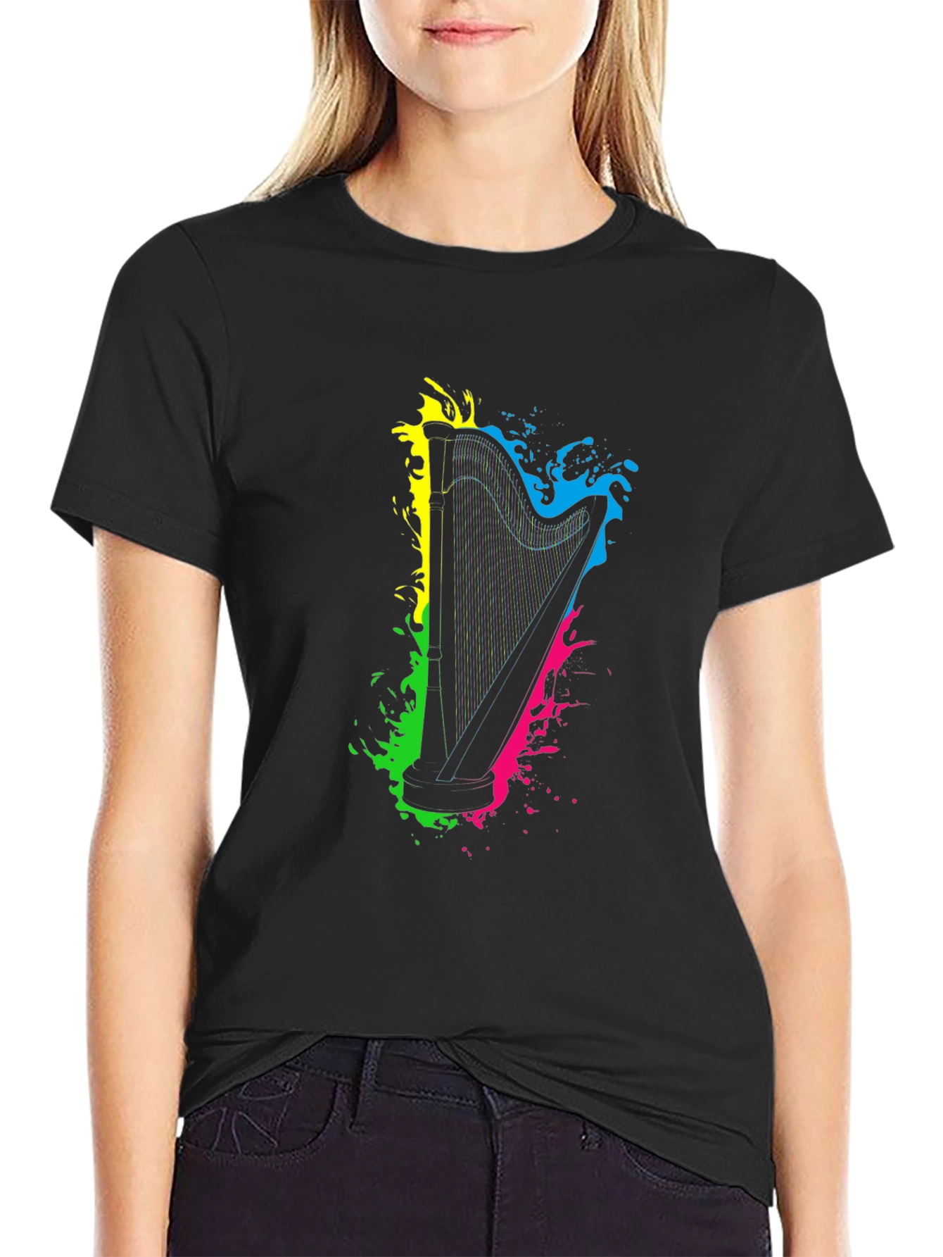 Harp Splash Graphic Black T-Shirt
