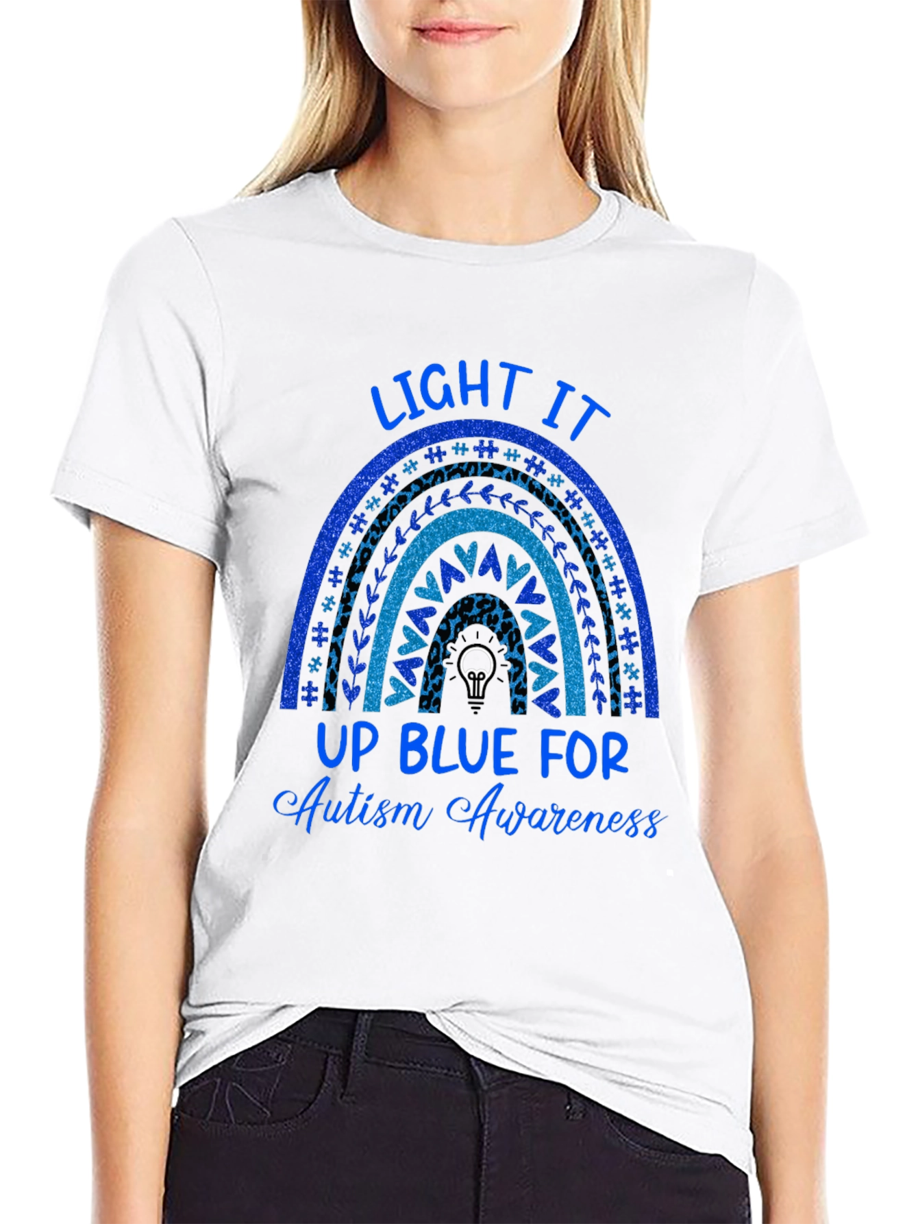 Autism Awareness Blue Rainbow T-Shirt