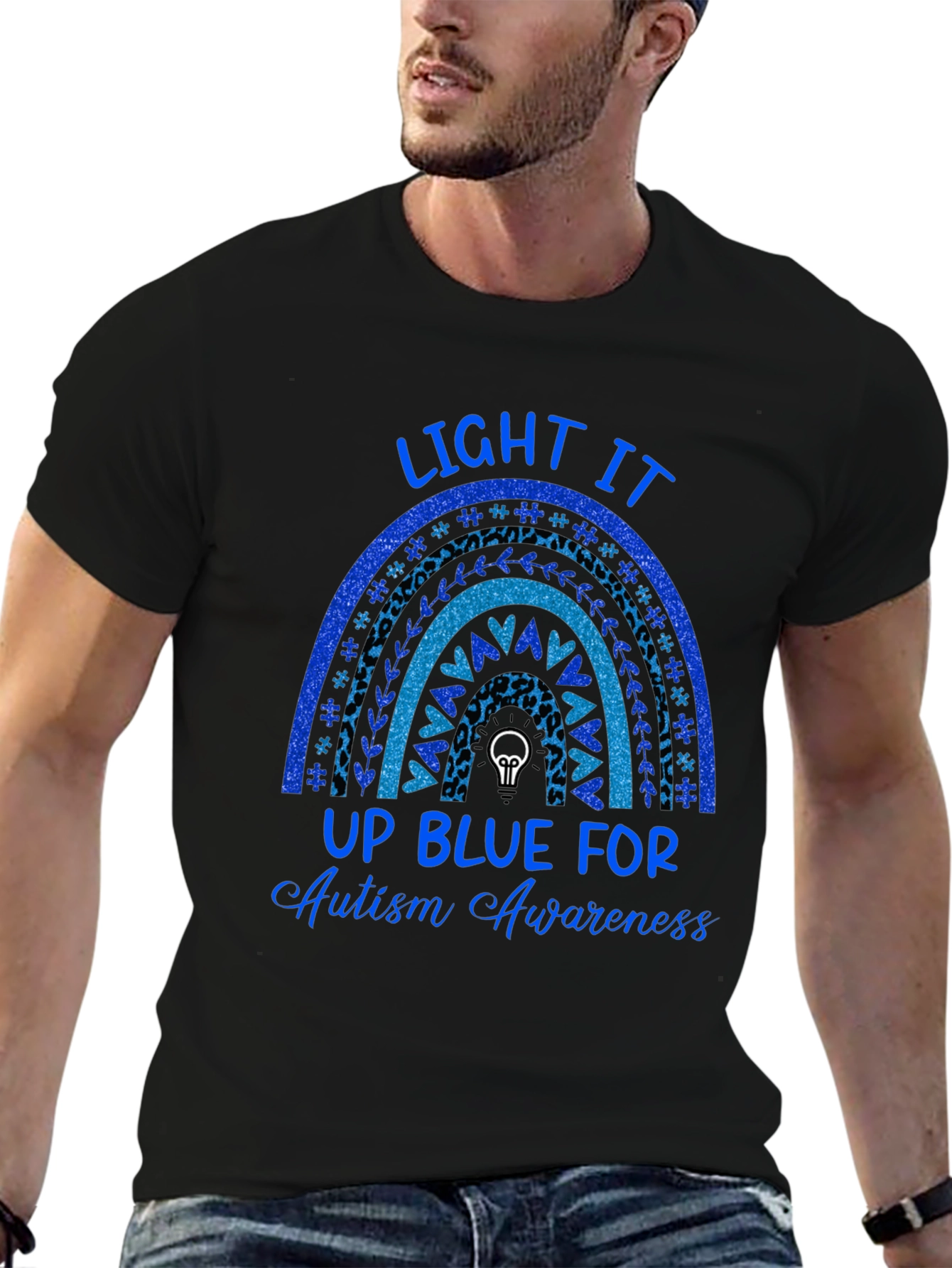 Autism Awareness Blue Rainbow T-Shirt