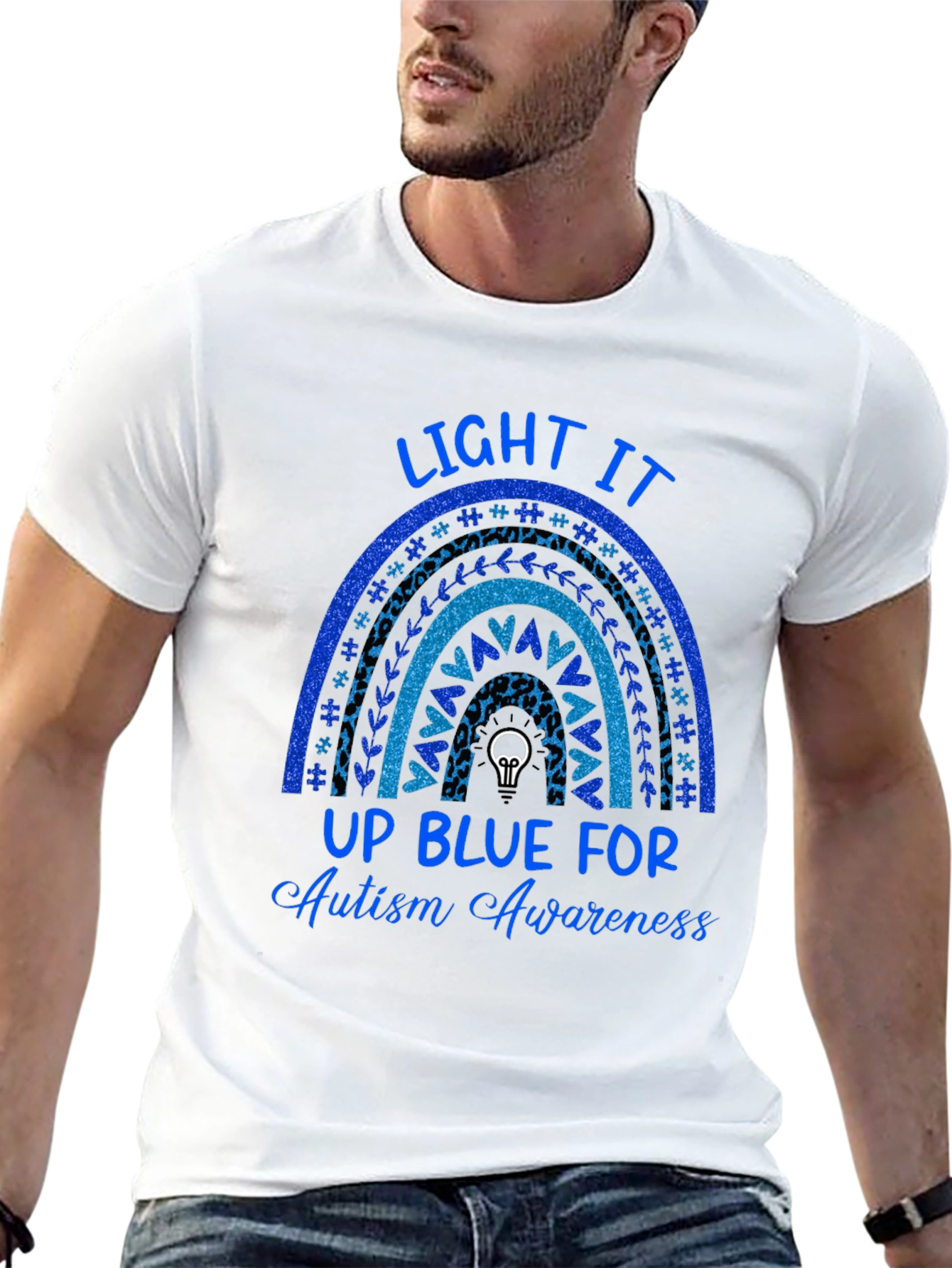 Autism Awareness Blue Rainbow T-Shirt