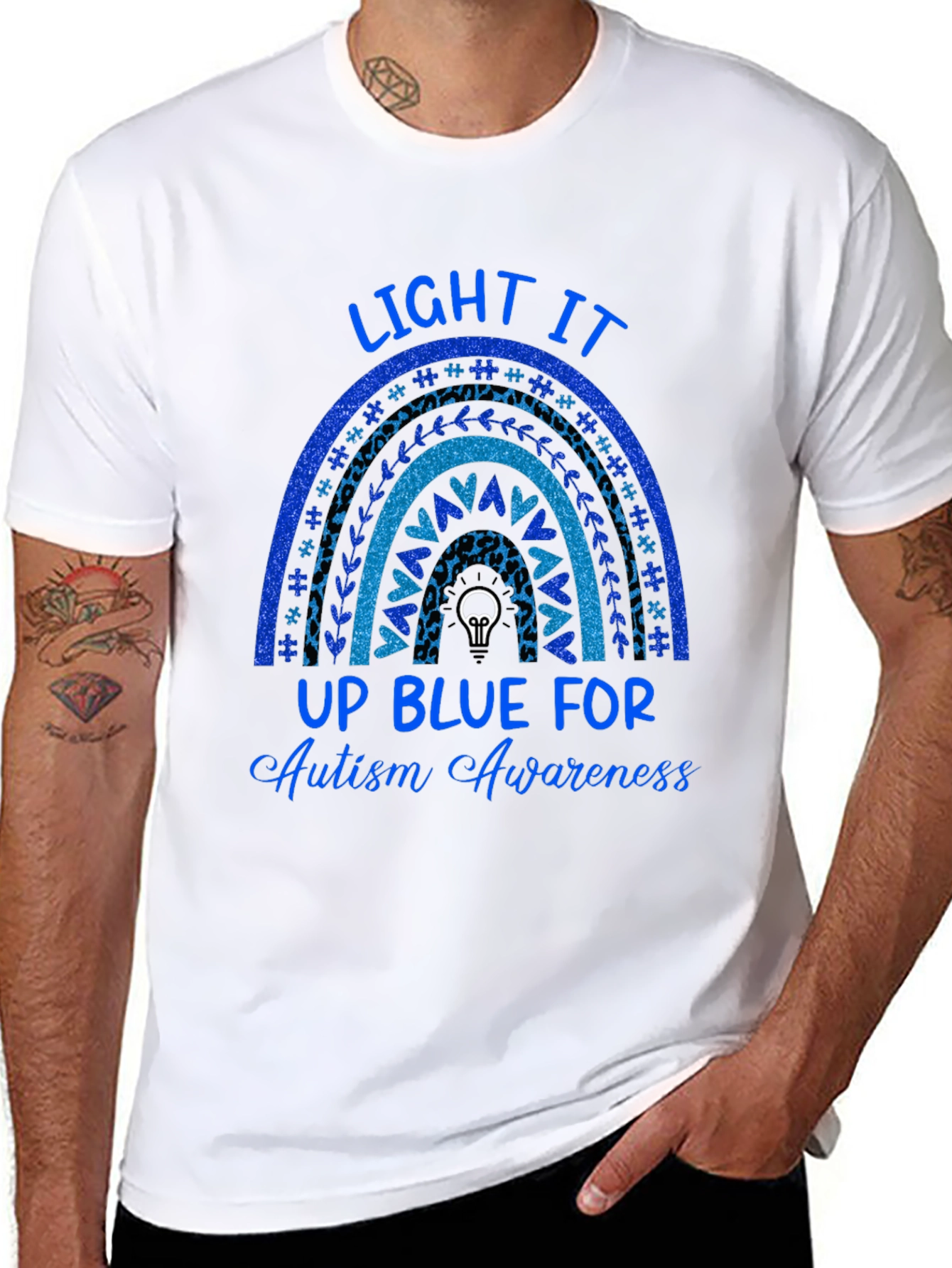 Autism Awareness Blue Rainbow T-Shirt