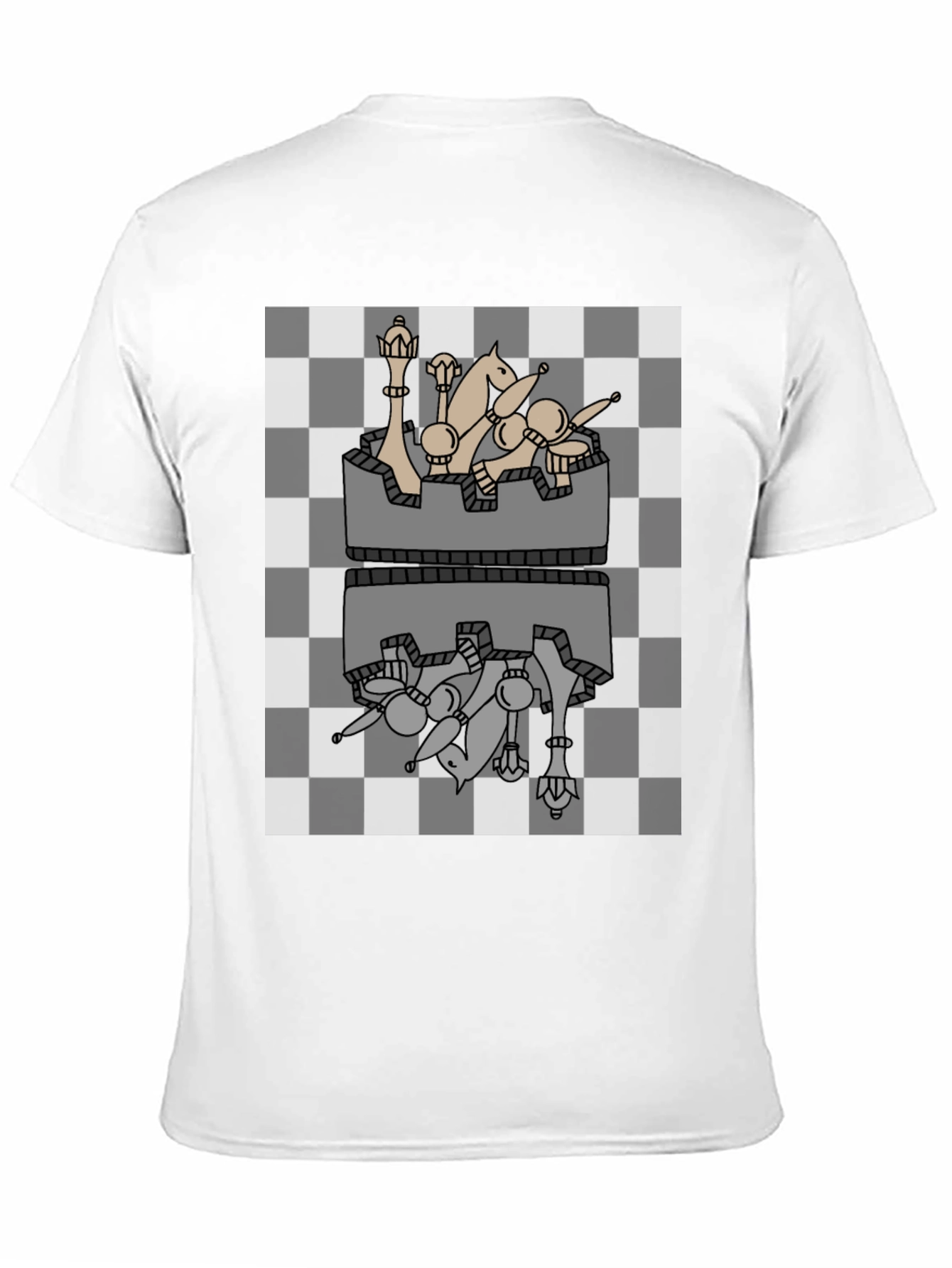 Chess Piece Reflection Graphic Tee - Black