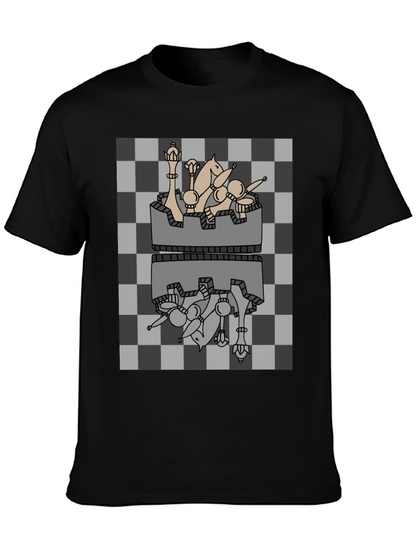 Chess Piece Reflection Graphic Tee - Black
