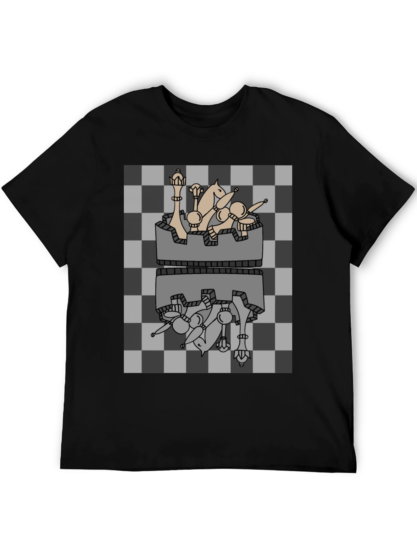 Chess Piece Reflection Graphic Tee - Black
