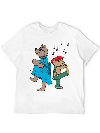 Dancing Bears Graphic Tee - Black Cotton Comfort