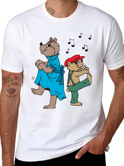 Dancing Bears Graphic Tee - Black Cotton Comfort