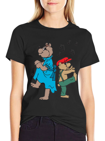 Dancing Bears Graphic Tee - Black Cotton Comfort