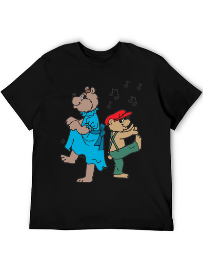 Dancing Bears Graphic Tee - Black Cotton Comfort
