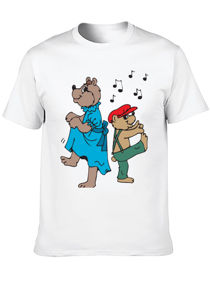 Dancing Bears Graphic Tee - Black Cotton Comfort