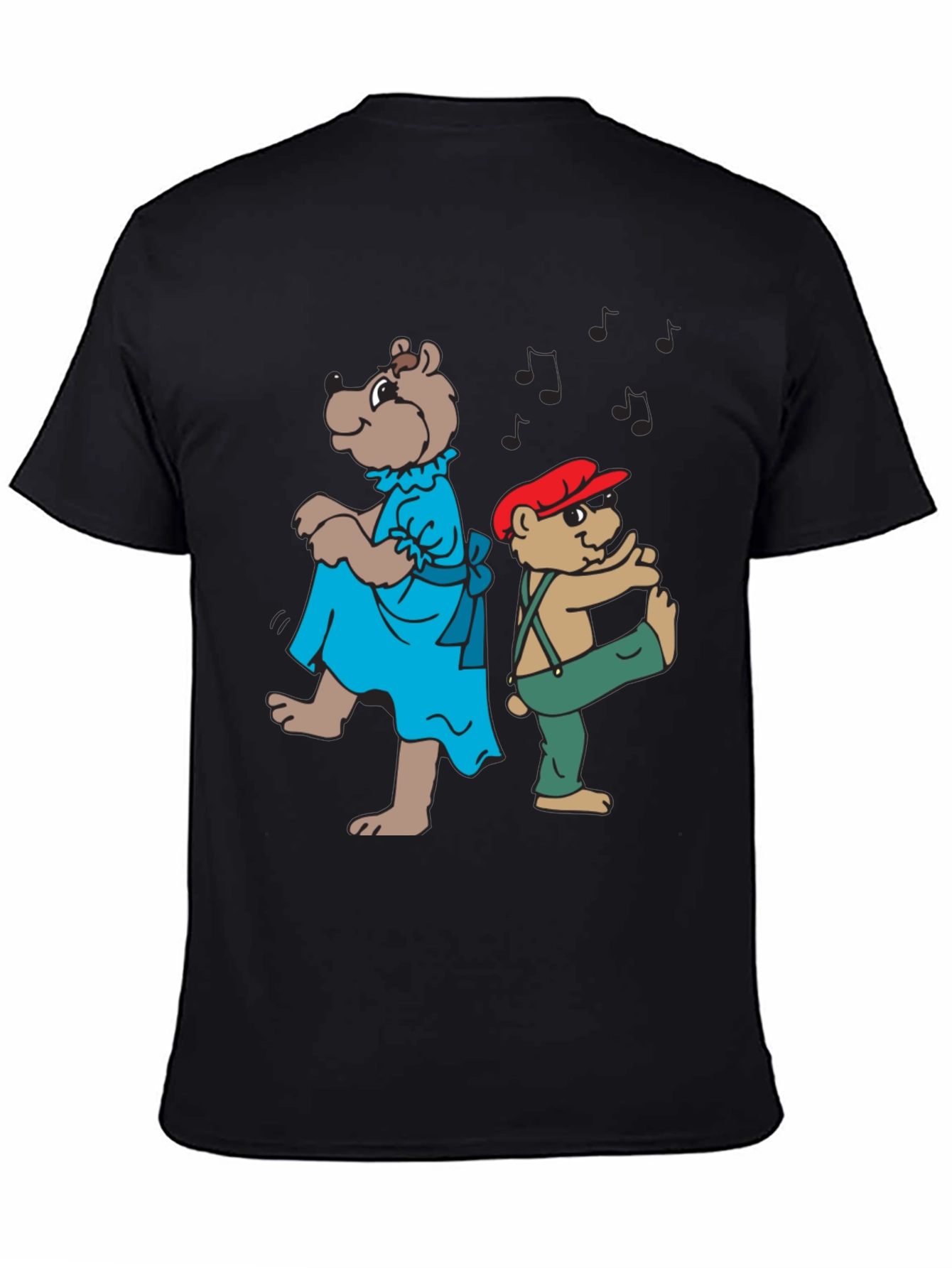 Dancing Bears Graphic Tee - Black Cotton Comfort