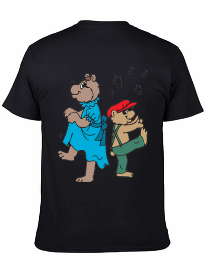 Dancing Bears Graphic Tee - Black Cotton Comfort