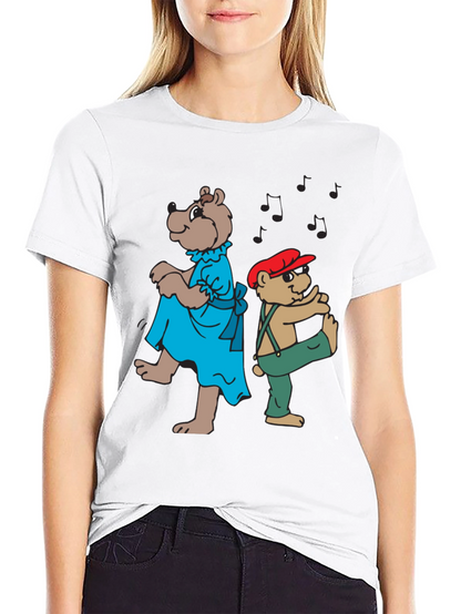 Dancing Bears Graphic Tee - Black Cotton Comfort