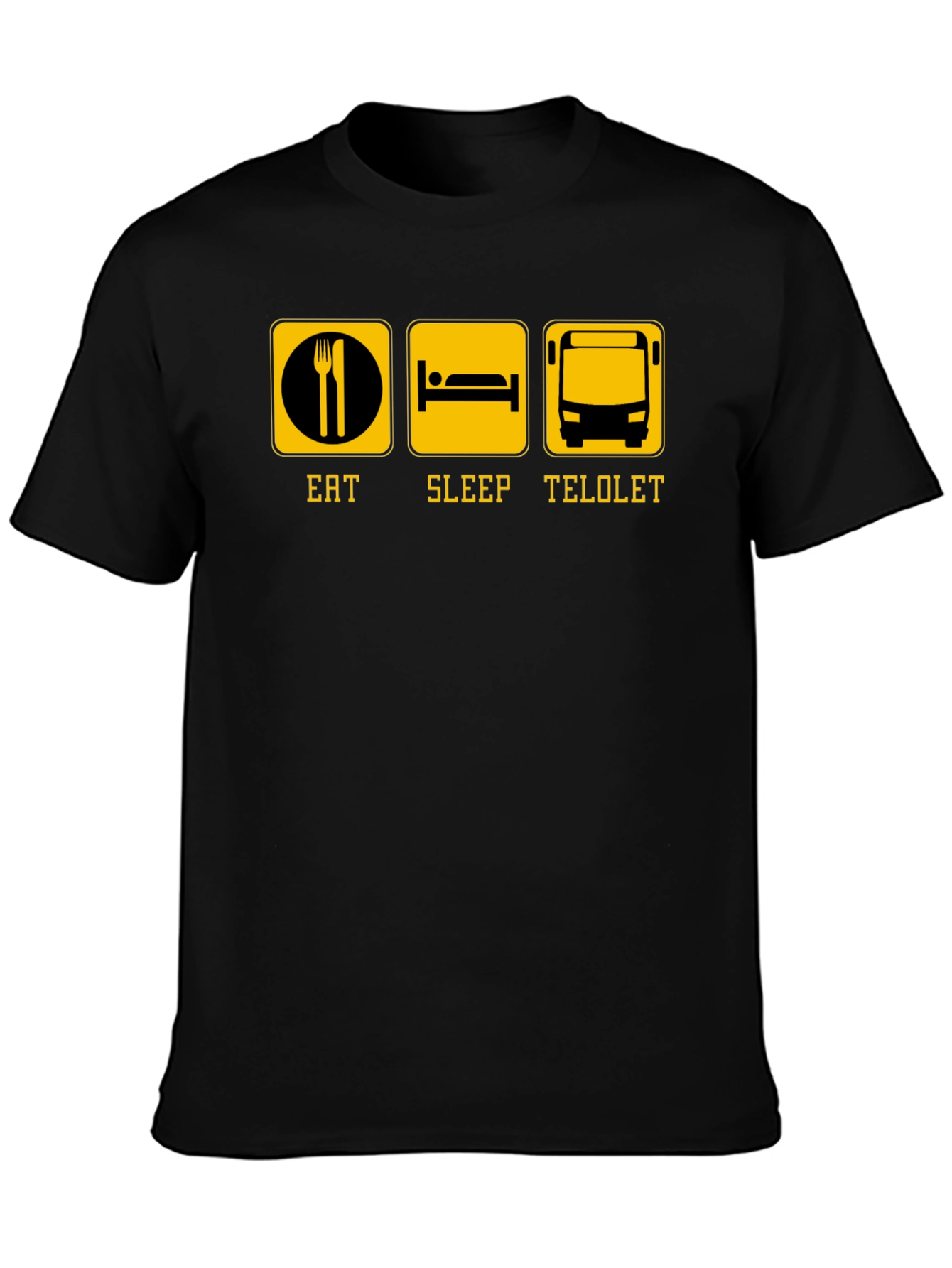 Eat Sleep Telolet Graphic Tee - Black Crew Neck