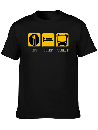 Eat Sleep Telolet Graphic Tee - Black Crew Neck