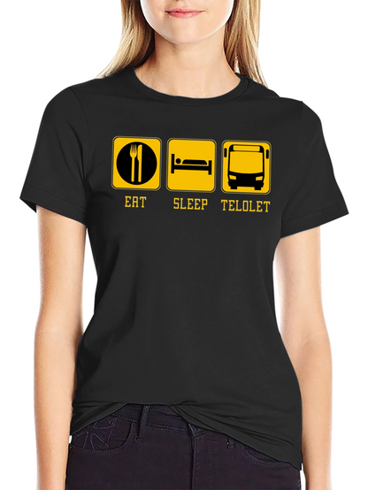 Eat Sleep Telolet Graphic Tee - Black Crew Neck