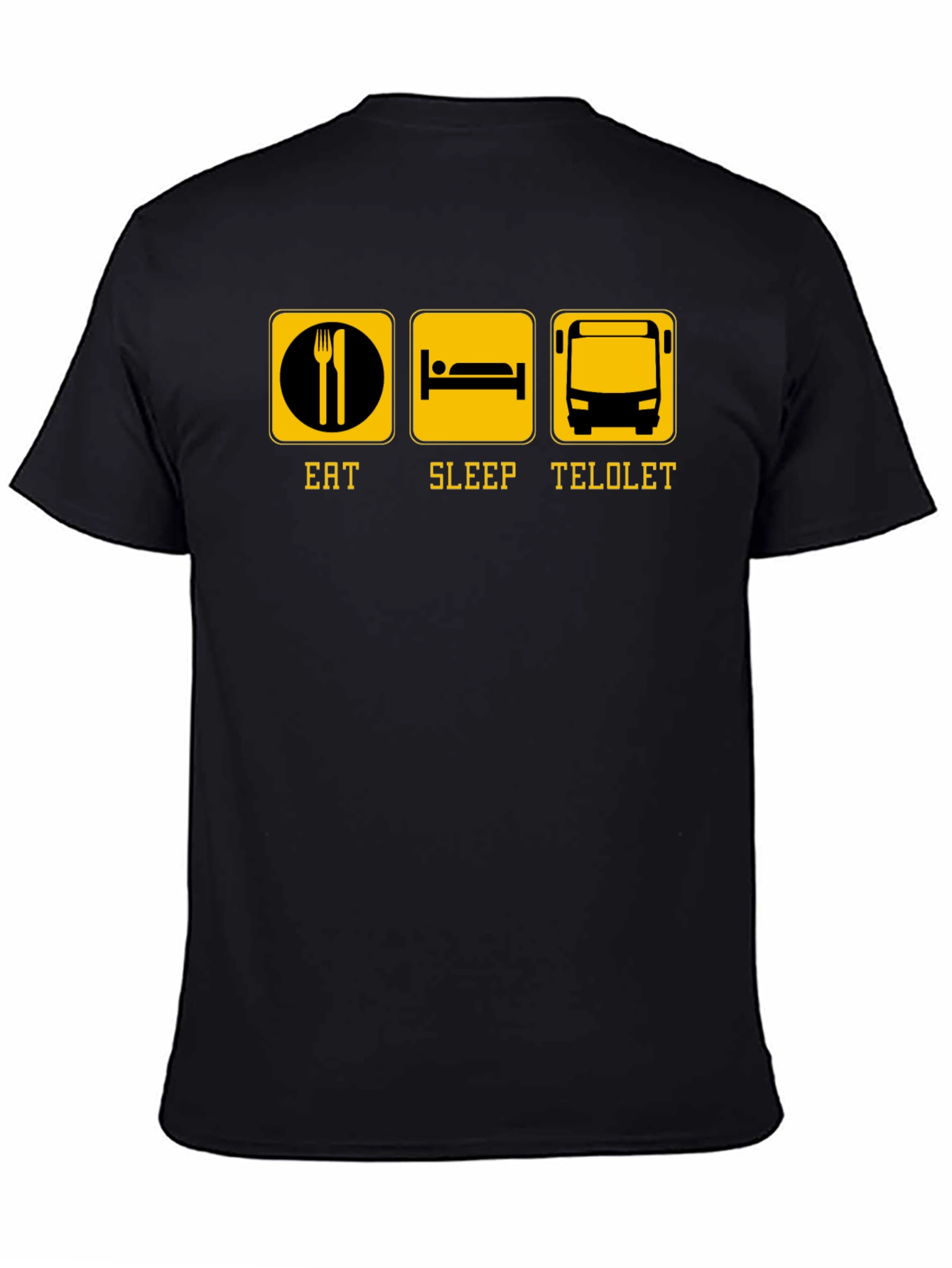 Eat Sleep Telolet Graphic Tee - Black Crew Neck