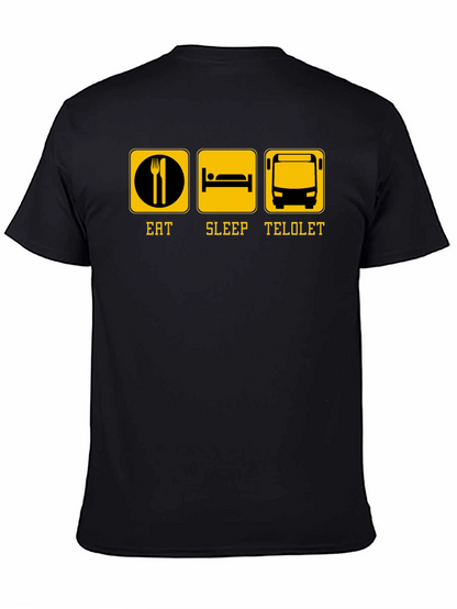 Eat Sleep Telolet Graphic Tee - Black Crew Neck