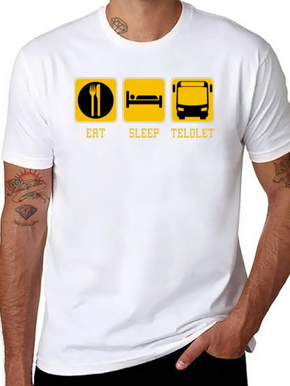 Eat Sleep Telolet Graphic Tee - Black Crew Neck
