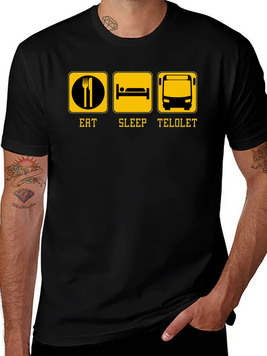 Eat Sleep Telolet Graphic Tee - Black Crew Neck