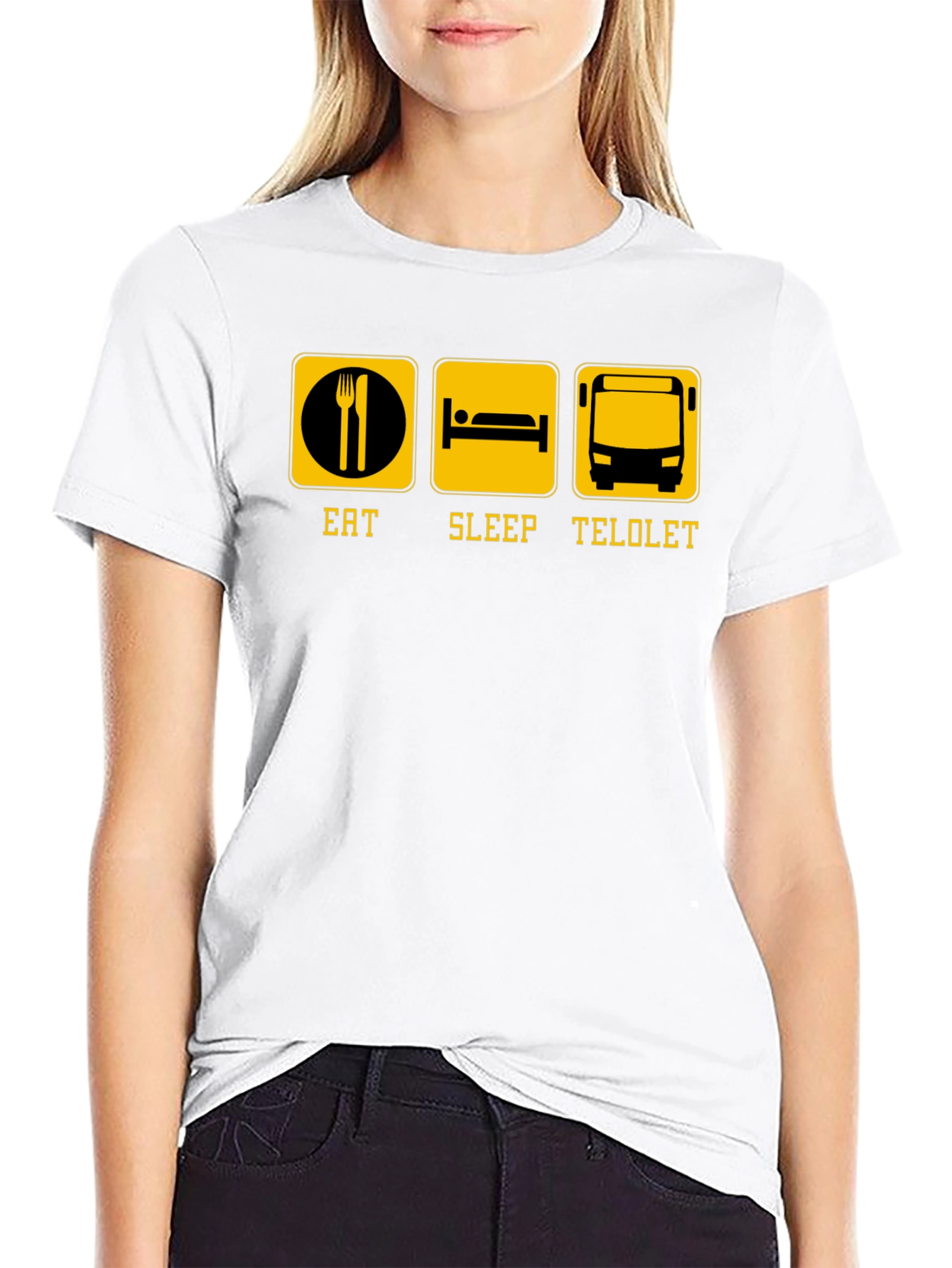 Eat Sleep Telolet Graphic Tee - Black Crew Neck