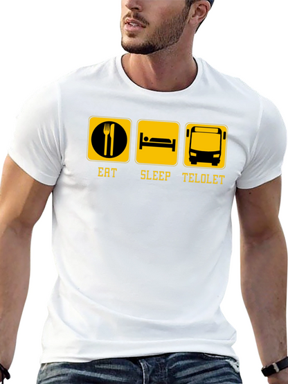 Eat Sleep Telolet Graphic Tee - Black Crew Neck