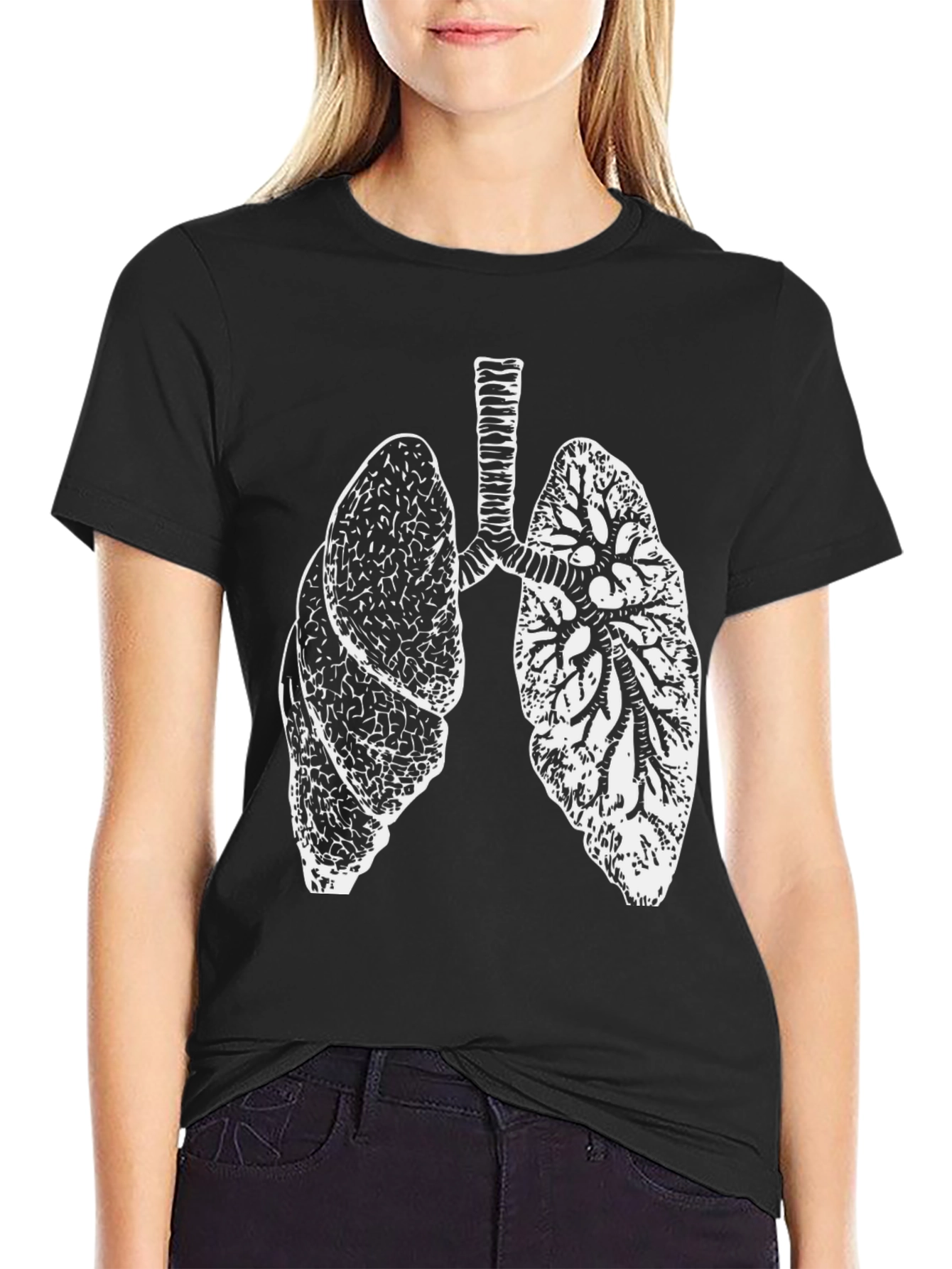 Anatomical Lungs Graphic T-Shirt - Black Cotton Tee