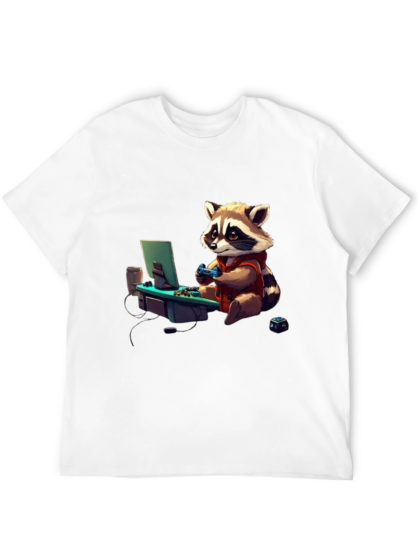 Gamer Raccoon Graphic Tee - Cool Novelty Shirt