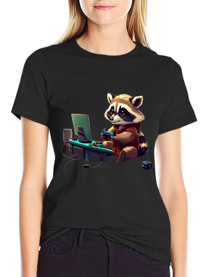 Gamer Raccoon Graphic Tee - Cool Novelty Shirt