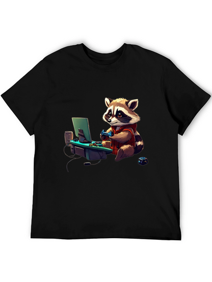 Gamer Raccoon Graphic Tee - Cool Novelty Shirt
