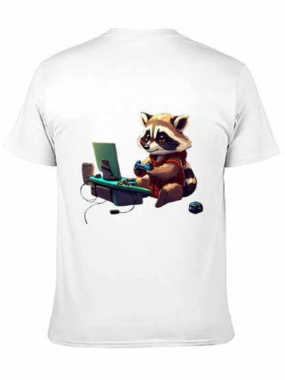 Gamer Raccoon Graphic Tee - Cool Novelty Shirt