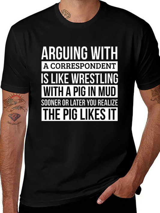 Correspondent Pig Wrestling Graphic Tee - Black