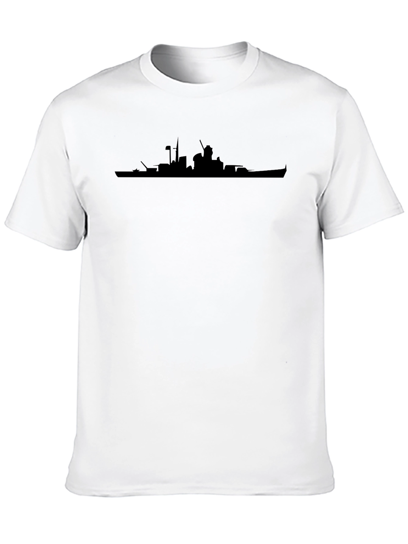 Battleship Silhouette Graphic Tee - Black