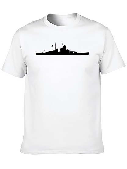 Battleship Silhouette Graphic Tee - Black