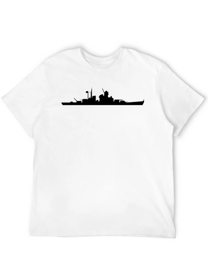 Battleship Silhouette Graphic Tee - Black