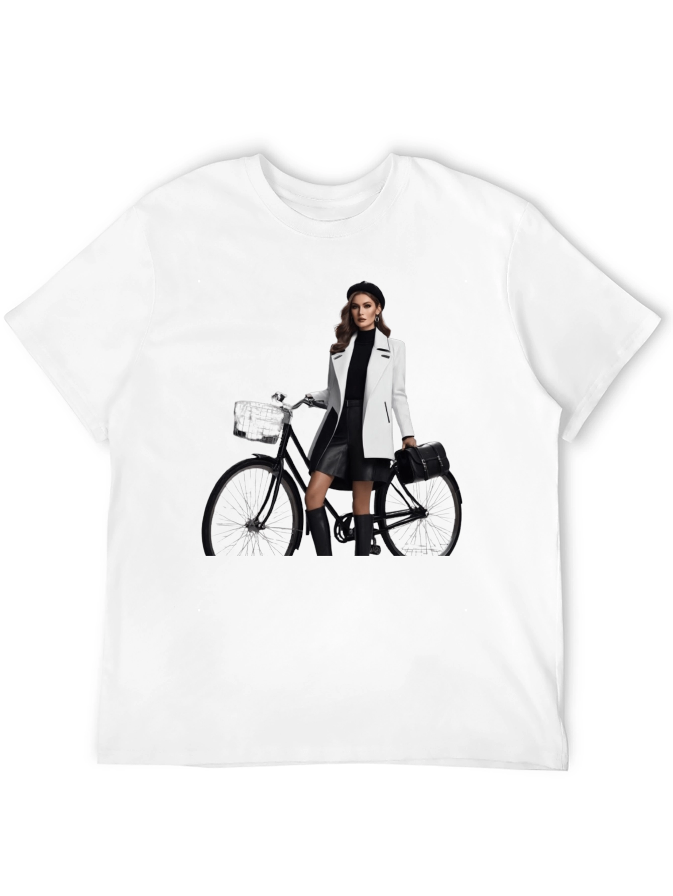 Stylish T-Shirt with Woman & Bike Graphic