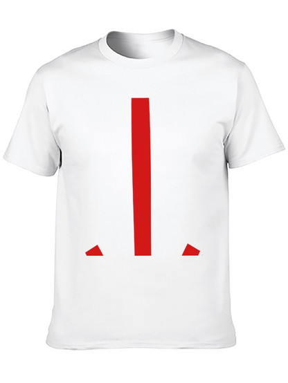 Modern Red Geometric Graphic Black T-Shirt