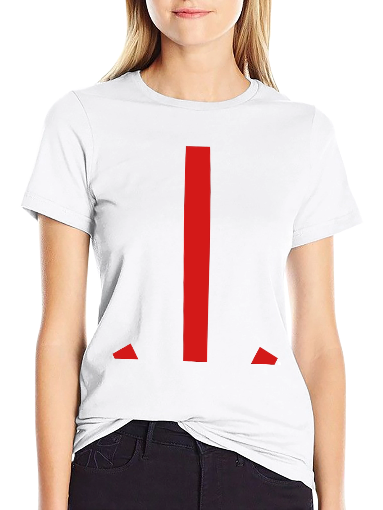 Modern Red Geometric Graphic Black T-Shirt