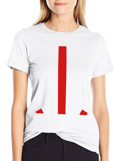 Modern Red Geometric Graphic Black T-Shirt