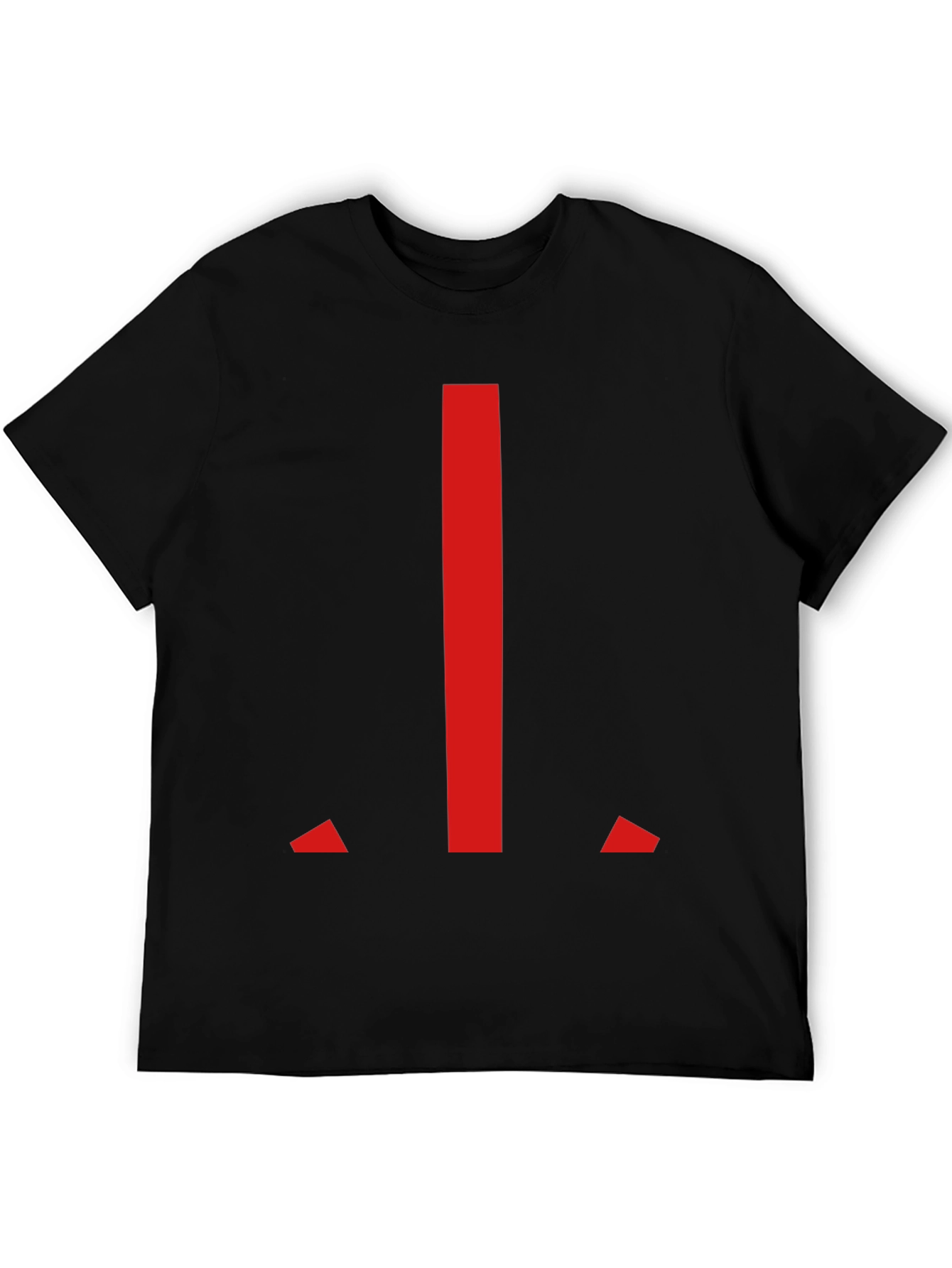 Modern Red Geometric Graphic Black T-Shirt