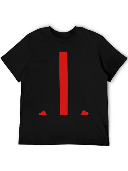 Modern Red Geometric Graphic Black T-Shirt