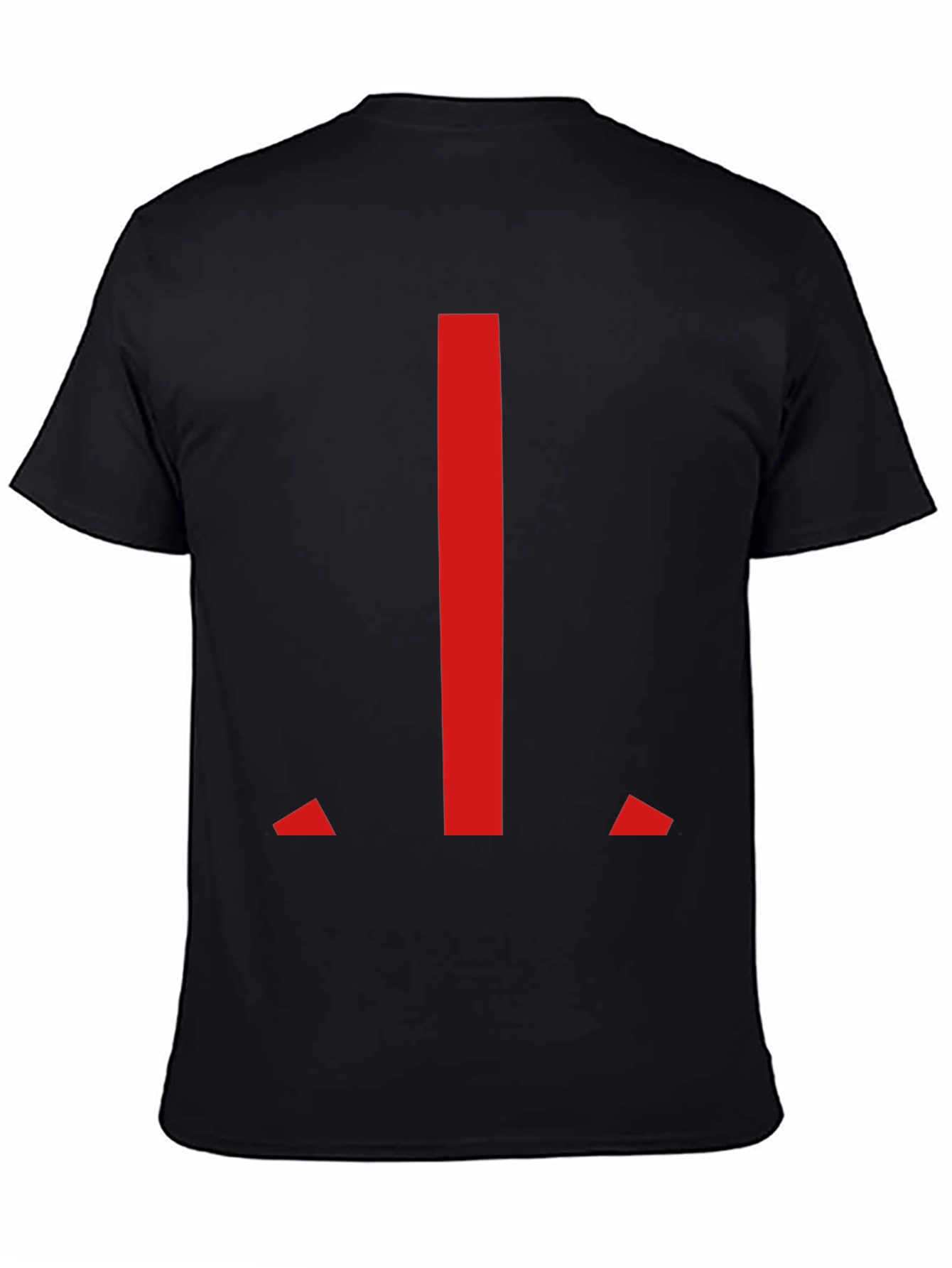 Modern Red Geometric Graphic Black T-Shirt